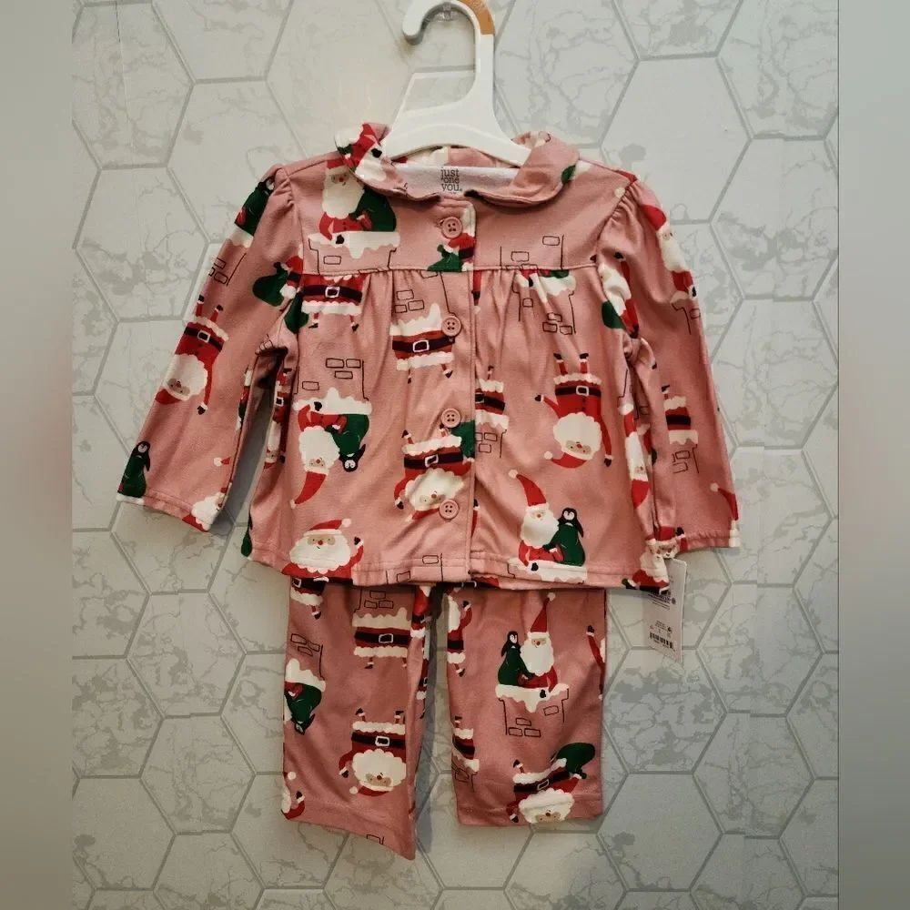 New Christmas Girl's Santa Pajama Set